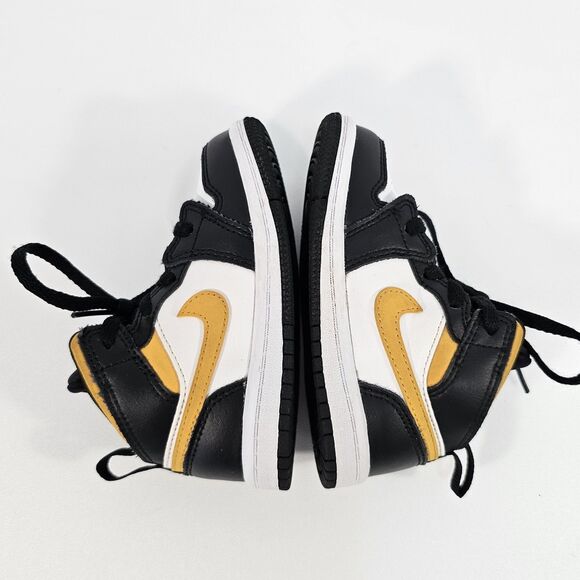 Nike Air Jordan 1 Mid TD White Pollen Black Sneakers 640735-177 Size 7C (13 cm) - Picture 5 of 8